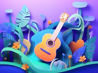 吉他植物山背景