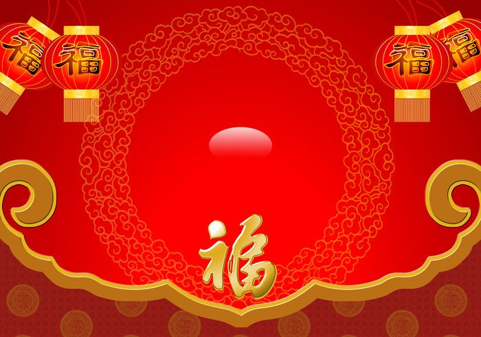 灯笼福字红色背景