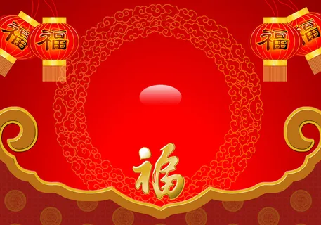 灯笼福字红色背景