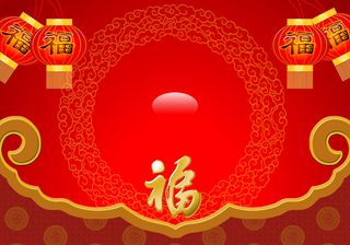 灯笼福字红色背景
