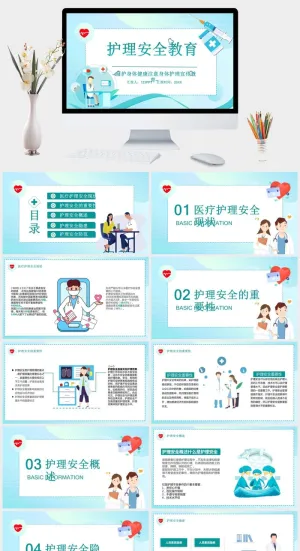 护理安全教育培训PPT模板预览图