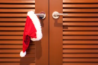 圣诞节圣诞帽门把手装饰元素静物特写场景(105)