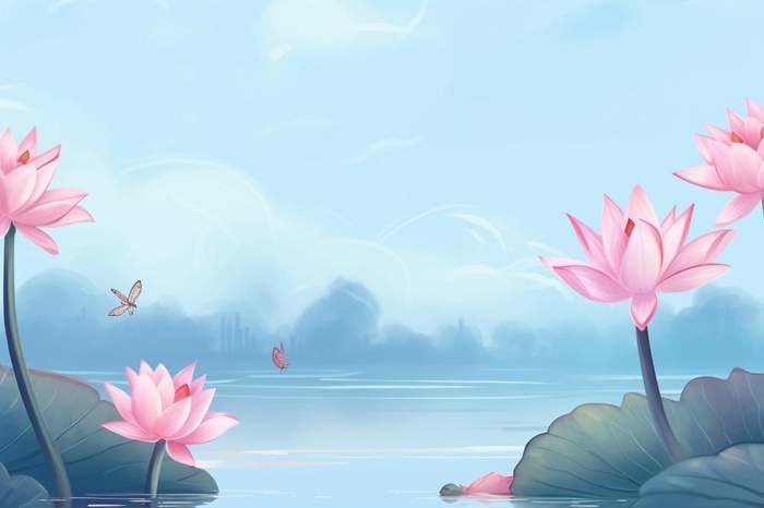 中国风清新荷花简约背景