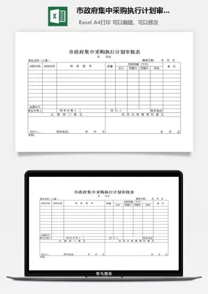市*集中采购执行计划审批表excel模板