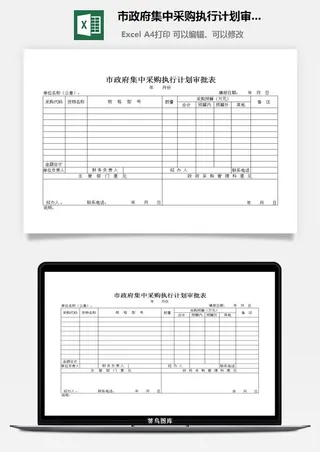 市*集中采购执行计划审批表excel模板