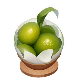 绿色免抠手绘素材PNG青橘(1)