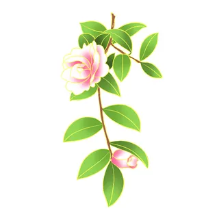 国潮风立体浮雕金边手绘花朵花卉PSD设计PNG免扣图片元素素材