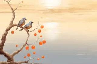 秋季落叶简约清新淡雅背景