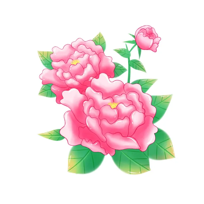 手绘国潮中国风古典牡丹花国花花卉装饰图案PSD设计素材
