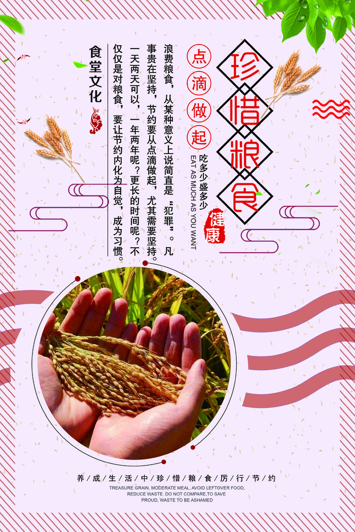 珍惜粮食展板psd模版下载