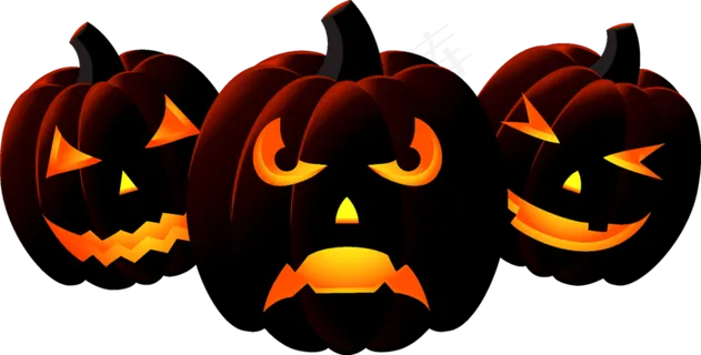 万圣节节日卡通素材黑色南瓜南瓜灯