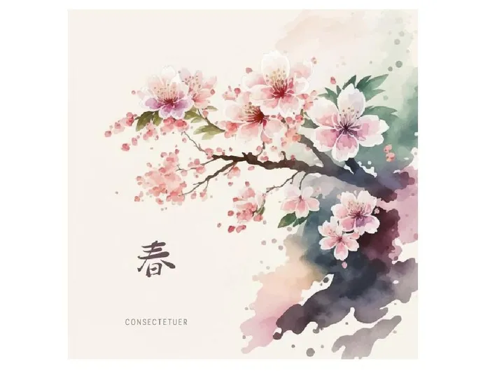 春天桃花矢量水墨插图ai矢量模版下载