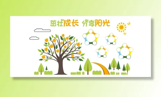 简约卡通学校幼儿园早教校园文化墙形象墙