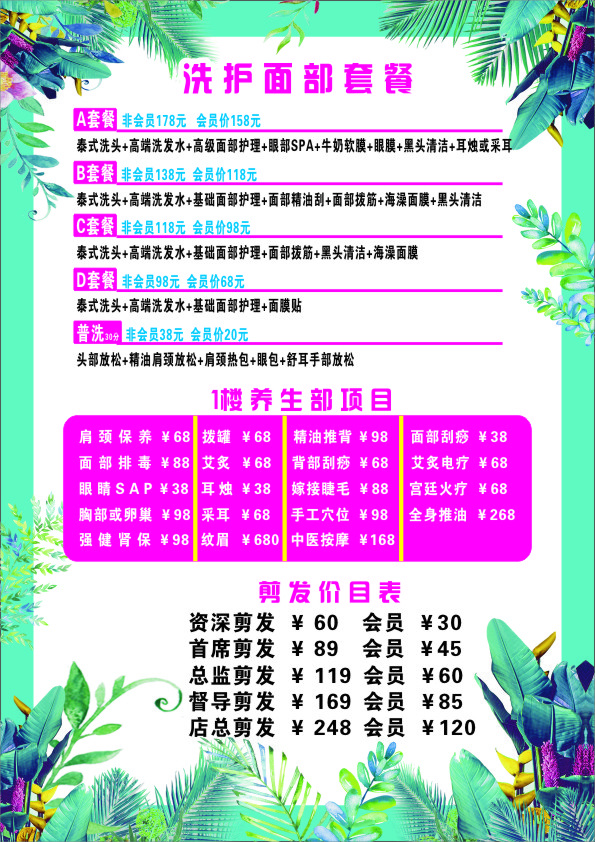 洗护面部套餐cdr矢量模版下载