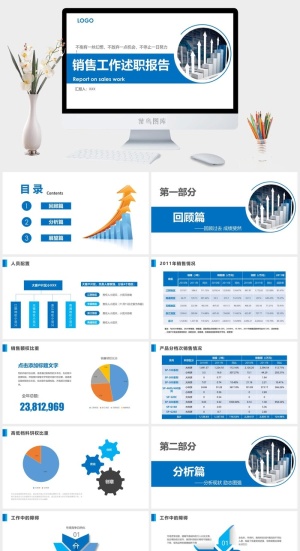 销售工作总结PPT模板预览图