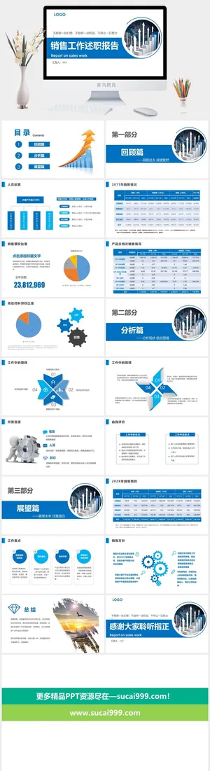 销售工作总结PPT模板预览图
