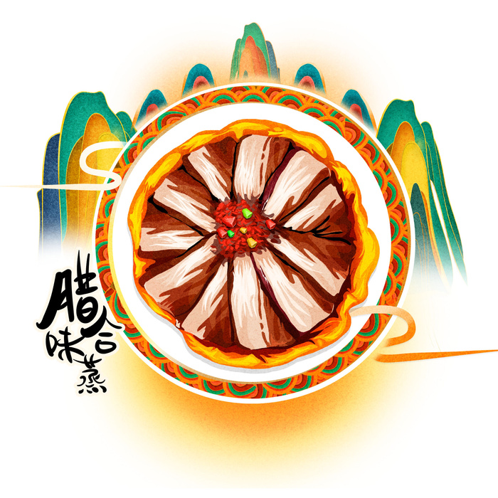 国潮中国风传统小吃食物地方特色菜美食元素插画海报图片素材psd模版下载