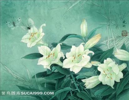 朦胧的百合花水墨画高清图片 朦胧的百合花水墨画高清图片