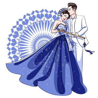 婚纱卡通人物婚礼白纱结婚婚纱摄影手绘