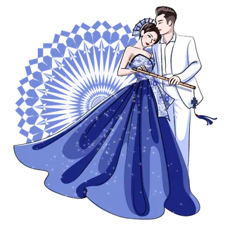 婚纱卡通人物婚礼白纱结婚婚纱摄影手绘