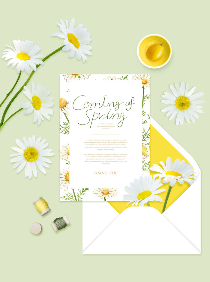 菊花信件邀请函PSD素材