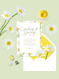 菊花信件邀请函PSD素材