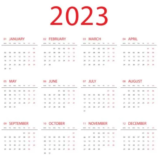 2023 年日历 PNG免抠(600x591)