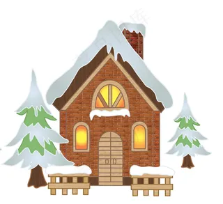 圣诞节雪屋图片卡通