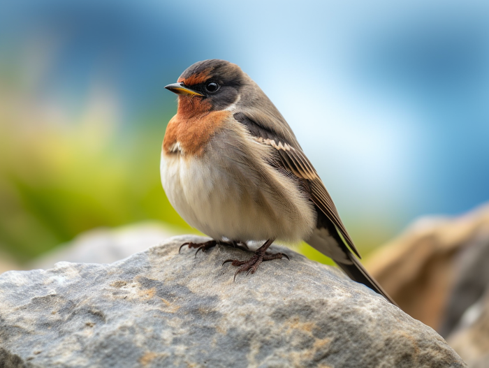 站在石块上的小鸟细节特写摄影图