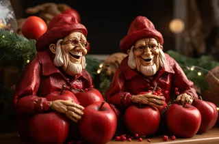 红苹果圣诞老人玩偶摆件平安夜节日摄影图