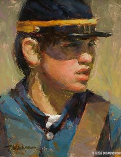 士兵肖像油画装饰画