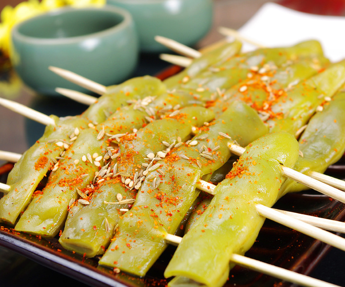 烤豆角餐饮菜单烧烤烤串高清图