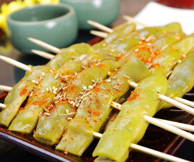 烤豆角餐饮菜单烧烤烤串高清图