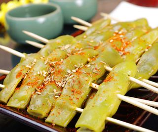 烤豆角餐饮菜单烧烤烤串高清图