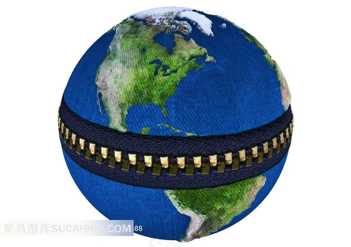 创意3D拉链环保地球素材