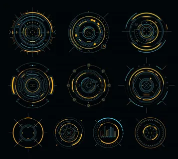 科技科幻未来仪表盘HUD界面UI图标数据图形图案
