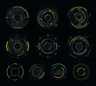 科技科幻未来仪表盘HUD界面UI图标数据图形图案