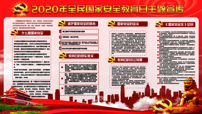 全民国家安全教育日科普社区公益背景展板海报PSD素材模板设计