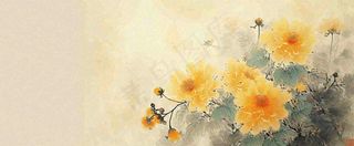 温馨纹理橙色花朵鲜花蝴蝶意境唯美渐变，中国风