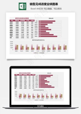 销售完成进度业绩图表