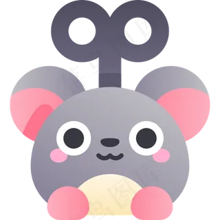 卡通老鼠玩具元素图标免扣