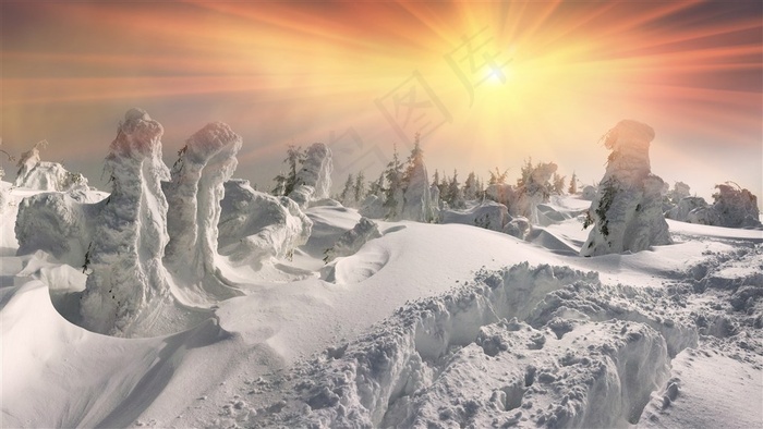 美丽的雪山景色素材高清图片下载