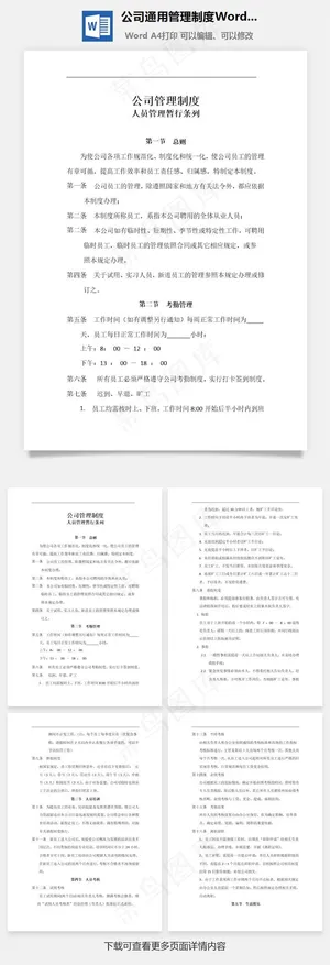 公司通用管理制度Word文档