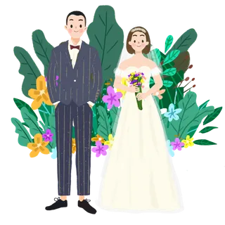 婚纱卡通人物婚礼白纱结婚婚纱摄影手绘