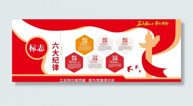 党员六大纪律党建文化墙