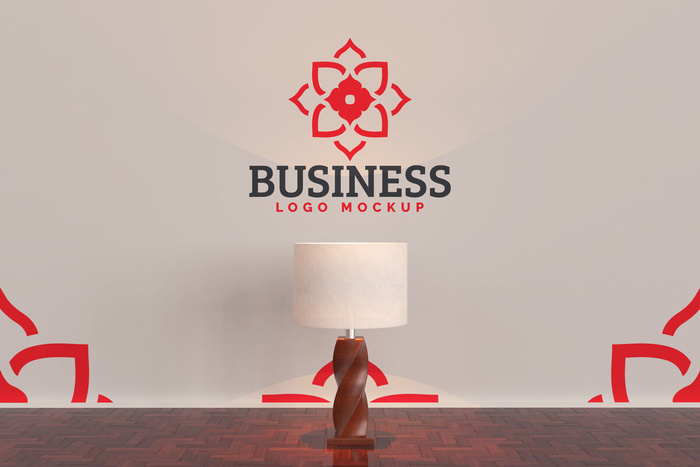 公司墙壁logo样机模板psd模版下载
