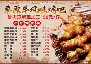 烤串  羊肉串  黄色烧烤海报 夜市小吃