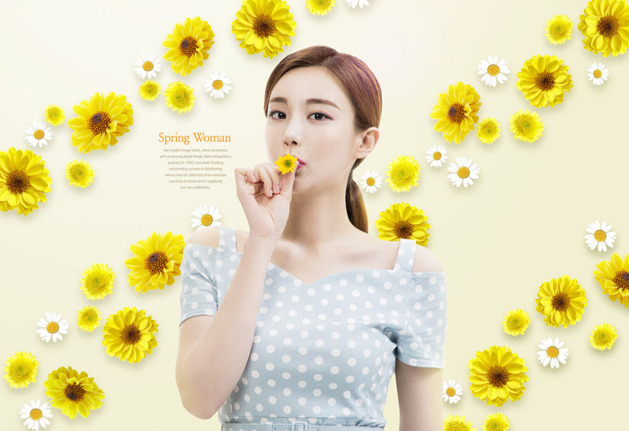 春暖花开美女背景psd模版下载