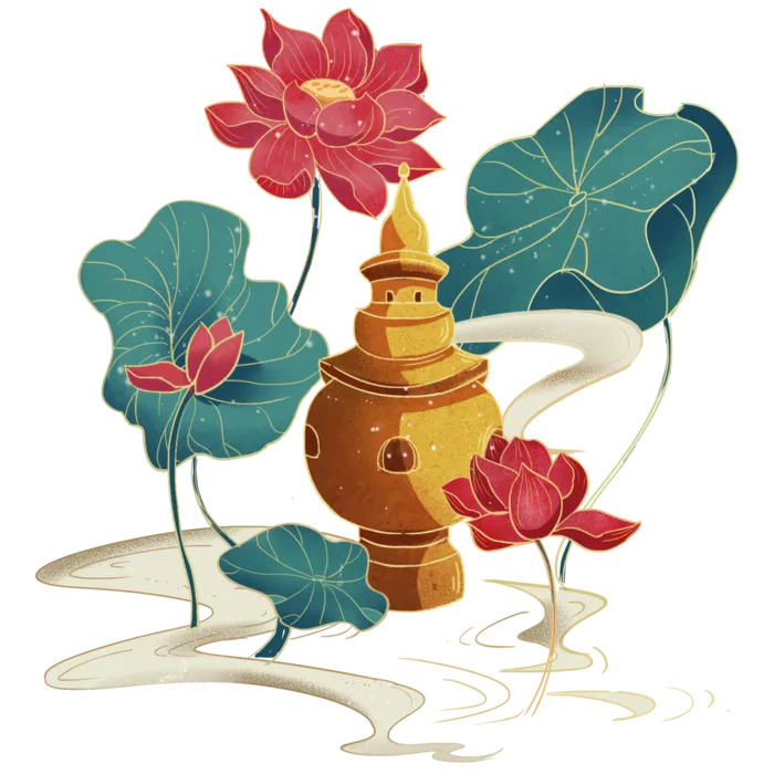 国潮仙鹤插画免扣素材设计素材