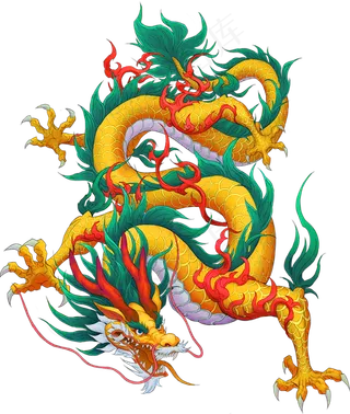 端午节宣传海报素材中国龙插画黄龙装饰图案png免扣素材